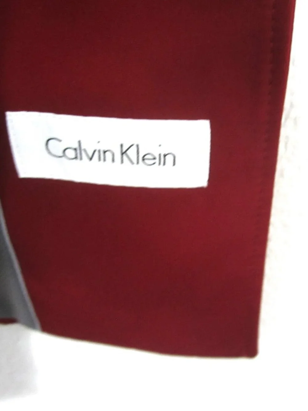 Calvin Klein EUC Size XL Rain Trench Coat Hood Red Polyester Button Long - Picture 13 of 14